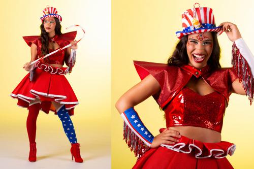 American Popcorn Girl, Rollergirl, Popcorn Dame, Amerikaanse Themafeesten, Candy Girl, Circus Thema, Circus Events, Theater Events, Festival Entertainment, Food Entertainment, Stars and Stripes